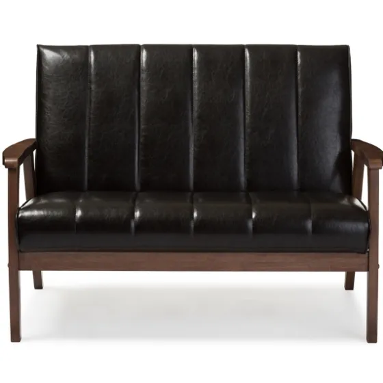 Dark Faux Leather Channel Loveseat, 45 In.-Kirkland's Home Hot