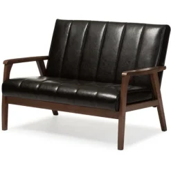 Dark Faux Leather Channel Loveseat, 45 In.-Kirkland's Home Hot