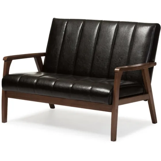 Dark Faux Leather Channel Loveseat, 45 In.-Kirkland's Home Hot