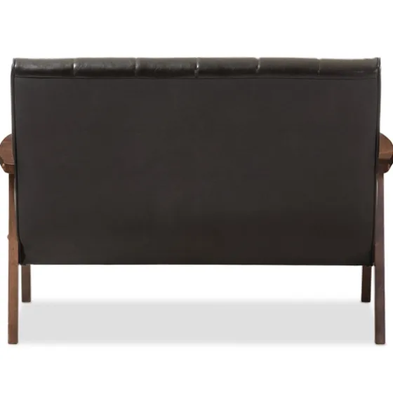 Dark Faux Leather Channel Loveseat, 45 In.-Kirkland's Home Hot