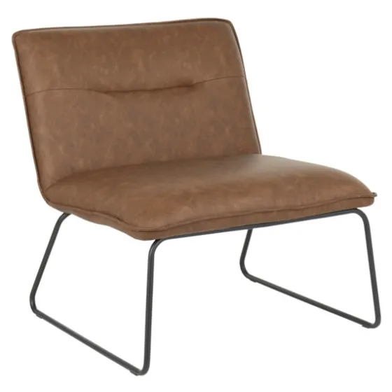 Dark Faux Leather Sleigh Accent Chair-Kirkland's Home Discount