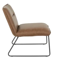 Dark Faux Leather Sleigh Accent Chair-Kirkland's Home Discount