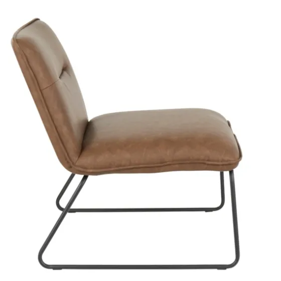 Dark Faux Leather Sleigh Accent Chair-Kirkland's Home Discount