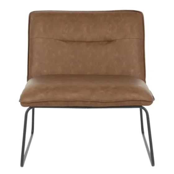 Dark Faux Leather Sleigh Accent Chair-Kirkland's Home Discount