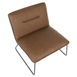 Dark Faux Leather Sleigh Accent Chair-Kirkland's Home Discount