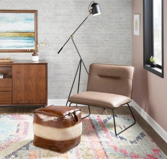 Dark Faux Leather Sleigh Accent Chair-Kirkland's Home Discount