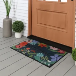 Dark Floral Welcome Rubber Doormat-Kirkland's Home Best