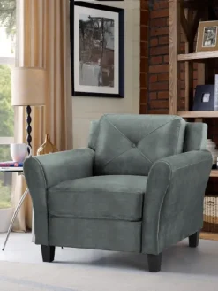 Dark Kelly Microfiber Rolled Arm Chair-Kirkland's Home Outlet