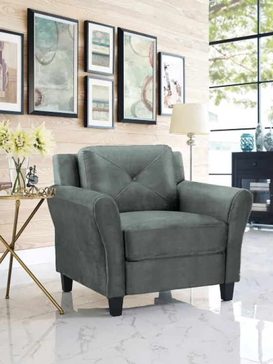 Dark Kelly Microfiber Rolled Arm Chair-Kirkland's Home Outlet