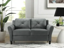 Dark Kelly Microfiber Rolled Arm Loveseat-Kirkland's Home Cheap