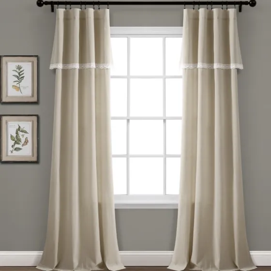 Dark Linen Lace Curtain Panel Set, 84 In.-Kirkland's Home Flash Sale