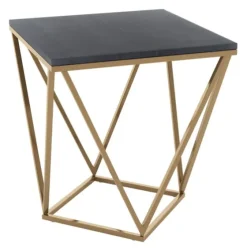 Dark Marble And Gold Geometric Accent Table-Kirkland's Home Fashion