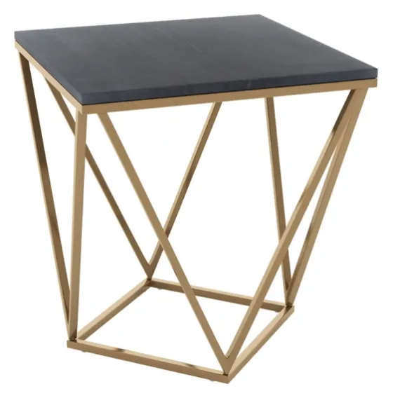 Dark Marble And Gold Geometric Accent Table-Kirkland's Home Fashion