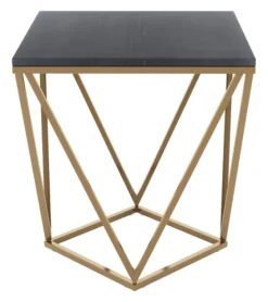 Dark Marble And Gold Geometric Accent Table-Kirkland's Home Fashion