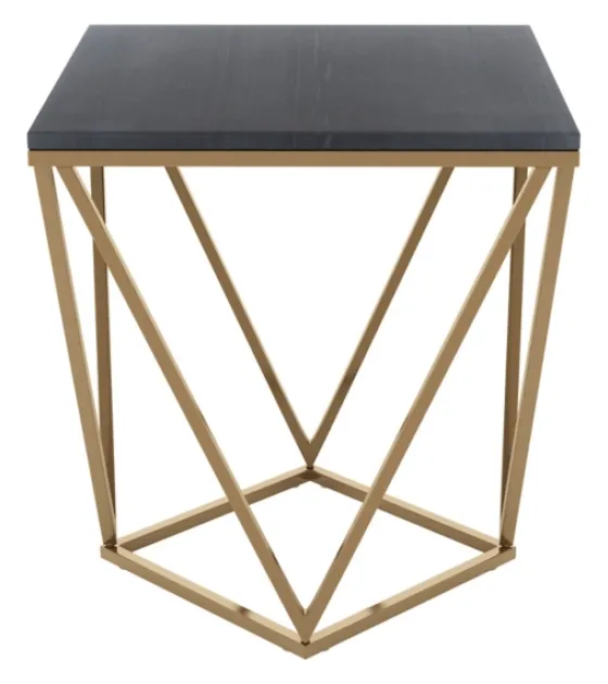 Dark Marble And Gold Geometric Accent Table-Kirkland's Home Fashion