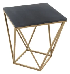 Dark Marble And Gold Geometric Accent Table-Kirkland's Home Fashion