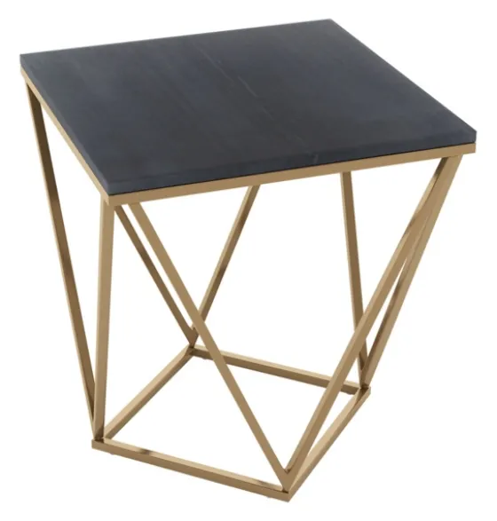 Dark Marble And Gold Geometric Accent Table-Kirkland's Home Fashion