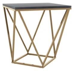 Dark Marble And Gold Geometric Accent Table-Kirkland's Home Fashion