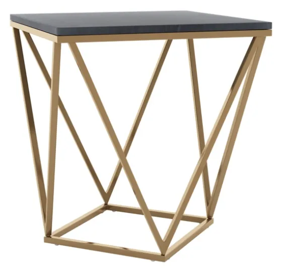Dark Marble And Gold Geometric Accent Table-Kirkland's Home Fashion