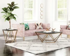 Dark Marble And Gold Geometric Accent Table-Kirkland's Home Fashion