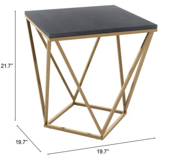 Dark Marble And Gold Geometric Accent Table-Kirkland's Home Fashion