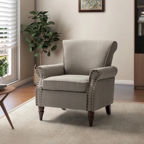 Dark Miriam Nailhead Trim Armchair-Kirkland's Home Outlet