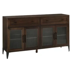 Dark Oak Fluted Glass Sideboard Cabinet-Kirkland's Home Sale