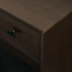 Dark Oak Fluted Glass Sideboard Cabinet-Kirkland's Home Sale