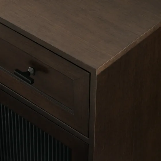 Dark Oak Fluted Glass Sideboard Cabinet-Kirkland's Home Sale