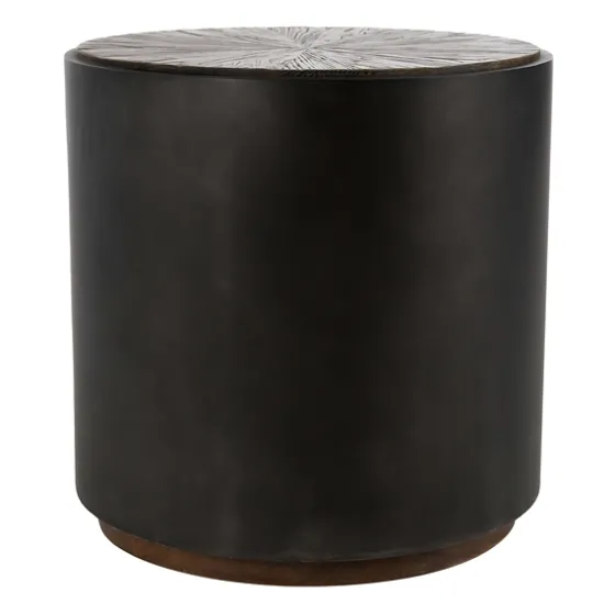 Dark Reclaimed Elm Wood Drum Accent Table-Kirkland's Home Best