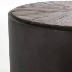 Dark Reclaimed Elm Wood Drum Accent Table-Kirkland's Home Best