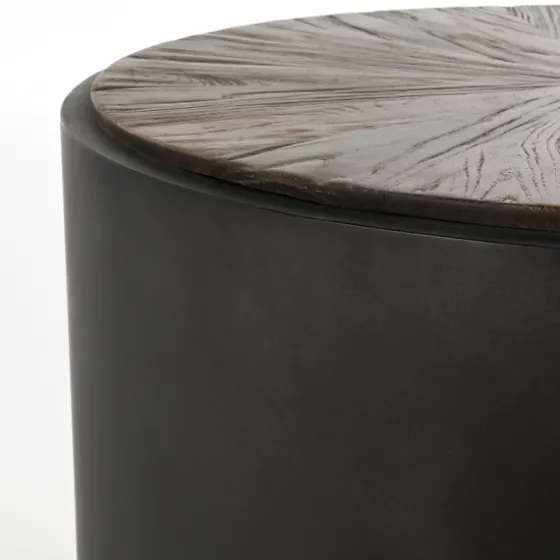 Dark Reclaimed Elm Wood Drum Accent Table-Kirkland's Home Best