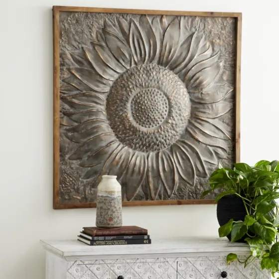 Dark Silver Metal Sunburst Wood Frame Wall Plaque-Kirkland's Home Sale