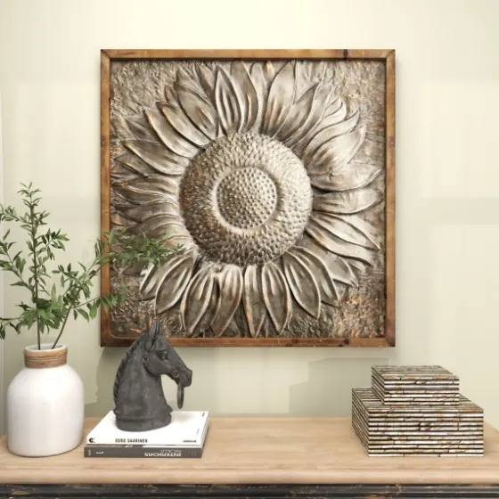 Dark Silver Metal Sunburst Wood Frame Wall Plaque-Kirkland's Home Sale