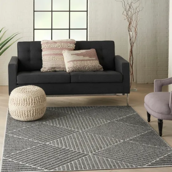 Dark Square Diamond Outdoor Area Rug, 5X7-Kirkland's Home Best Sale