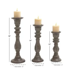 Dark Stained Wood Candle Holders, Set Of 3-Kirkland's Home New