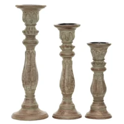 Dark Stained Wood Candle Holders, Set Of 3-Kirkland's Home New