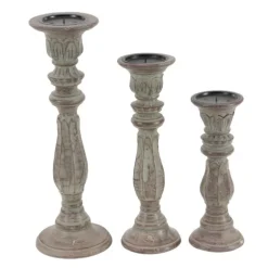 Dark Stained Wood Candle Holders, Set Of 3-Kirkland's Home New