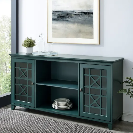 Dark Teal Fretwork 2-Door Sideboard-Kirkland's Home Fashion