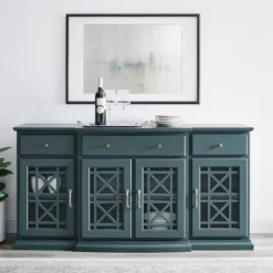 Dark Teal Tiered Fretwork Cabinet-Kirkland's Home Best