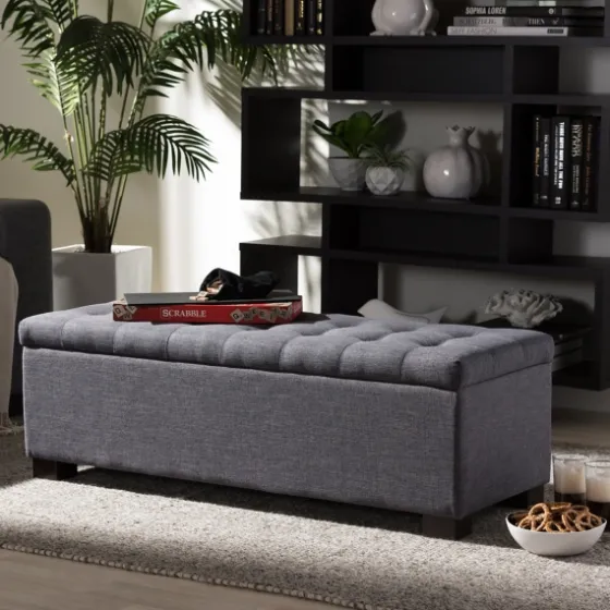 Dark Tufted Contemporary Storage Bench-Kirkland's Home Best Sale