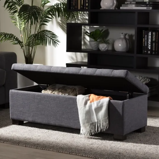 Dark Tufted Contemporary Storage Bench-Kirkland's Home Best Sale
