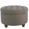 Dark Tufted Round Storage Ottoman-Kirkland's Home Sale