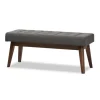 Dark Tufted Walnut Wood Bench-Kirkland's Home Store