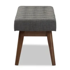 Dark Tufted Walnut Wood Bench-Kirkland's Home Store