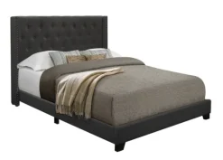Dark Upholstered Button Tufted Wing Queen Bed-Kirkland's Home Cheap