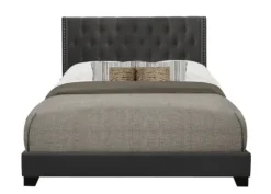 Dark Upholstered Button Tufted Wing Queen Bed-Kirkland's Home Cheap