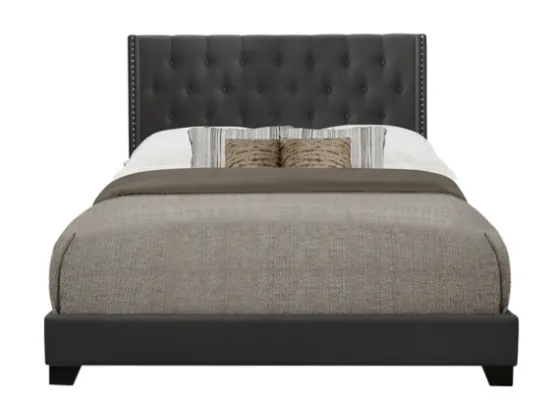 Dark Upholstered Button Tufted Wing Queen Bed-Kirkland's Home Cheap