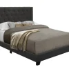 Dark Upholstered Button Tufted Wing King Bed-Kirkland's Home Outlet