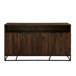 Dark Walnut Angled Door Wooden Sideboard Cabinet-Kirkland's Home Flash Sale